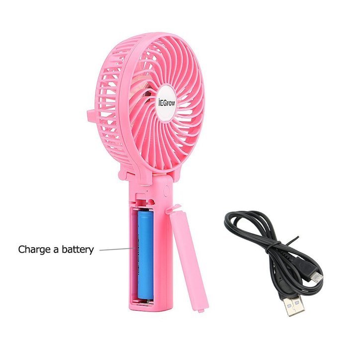 iEGrow Portable USB Mini Battery Fans with Umbrella Hanging and Metal Clip(Black) N28