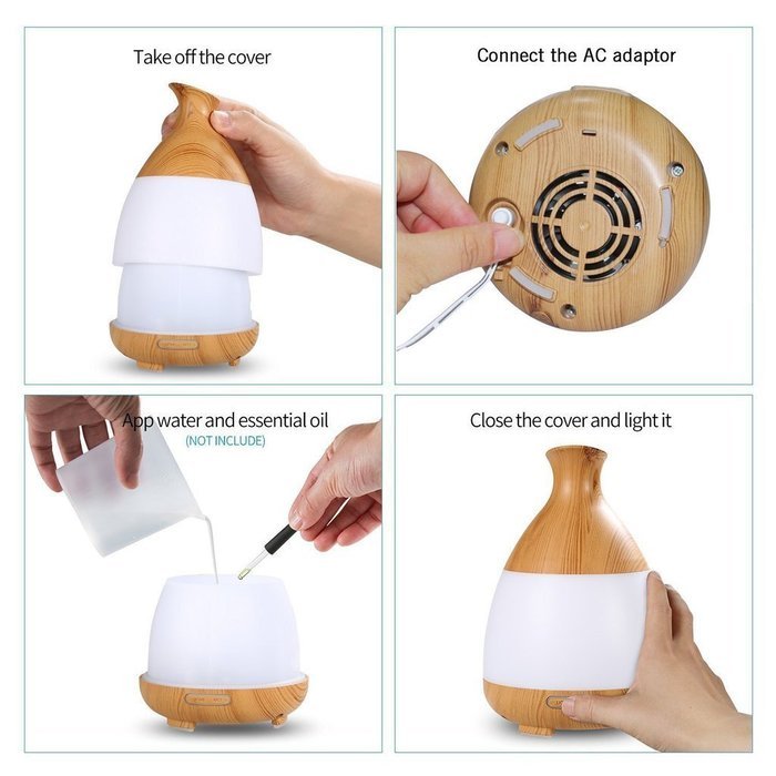 YouVogue 120ml Essential Oil Diffuser Wood Grain Mist Humidifier Aroma Diffuser with 7 Changing Colored Led Lights... N3