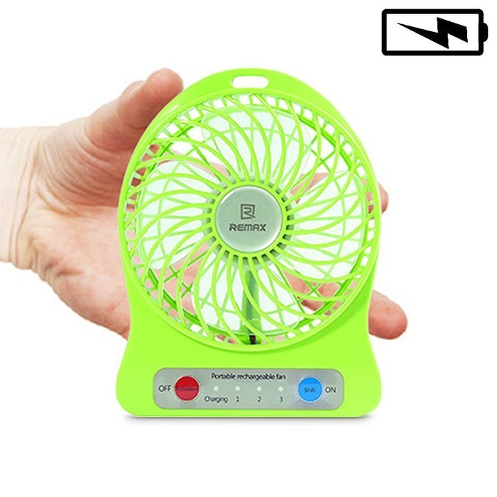 REMAX USB Fan Battery Rechargeable 2200mAh 18650 Mini Electric Fan 4.5h 4 Blades Clip on Desk Silent Blower N15