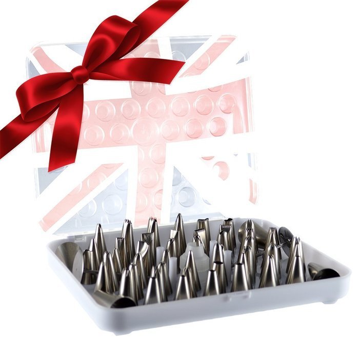 KitchenPRO Stainless Steel Cake Master Decorating Tip Set, 56pc, with Hinged Storage Box