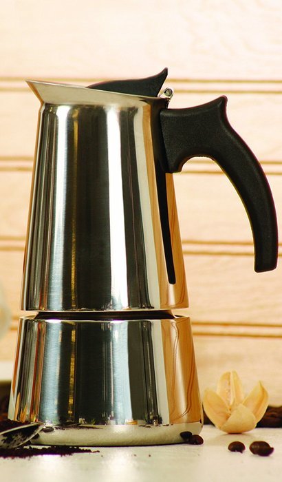 Holstein Housewares H-08004 4-Cup Stainless Steel Espresso Maker - Satin Finish