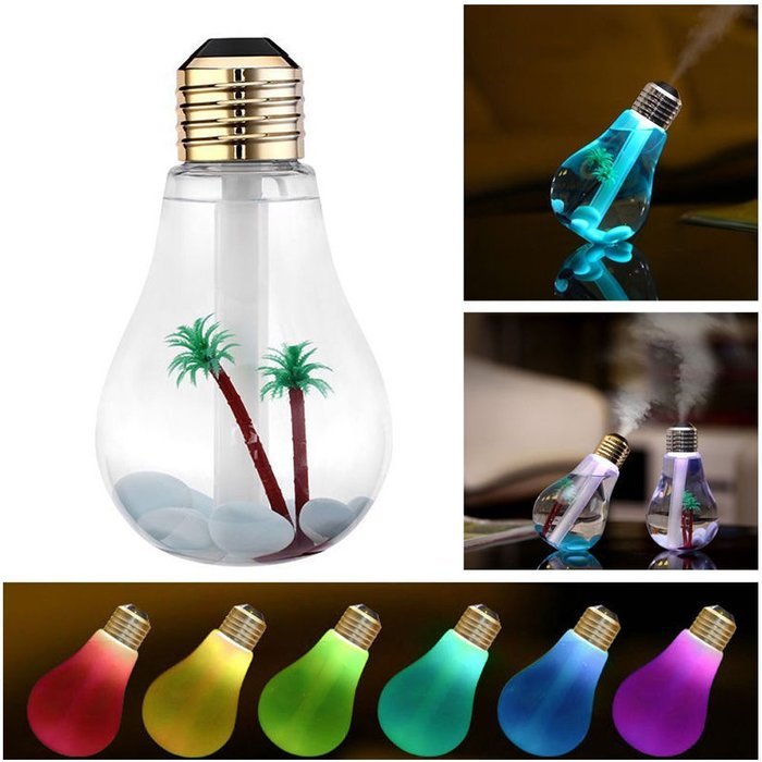 Maogo Bulb Shape Air Humidifier Dry Protect With Changing 7 Color LED Lights Electric Aromatherapy Essential Oil... N6