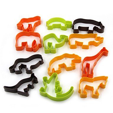 Sher 12PCS Plastic Animal Cookie Cutter Baking Tools Pastry DIY Biscuit Cookie Mold Bear Lion N4