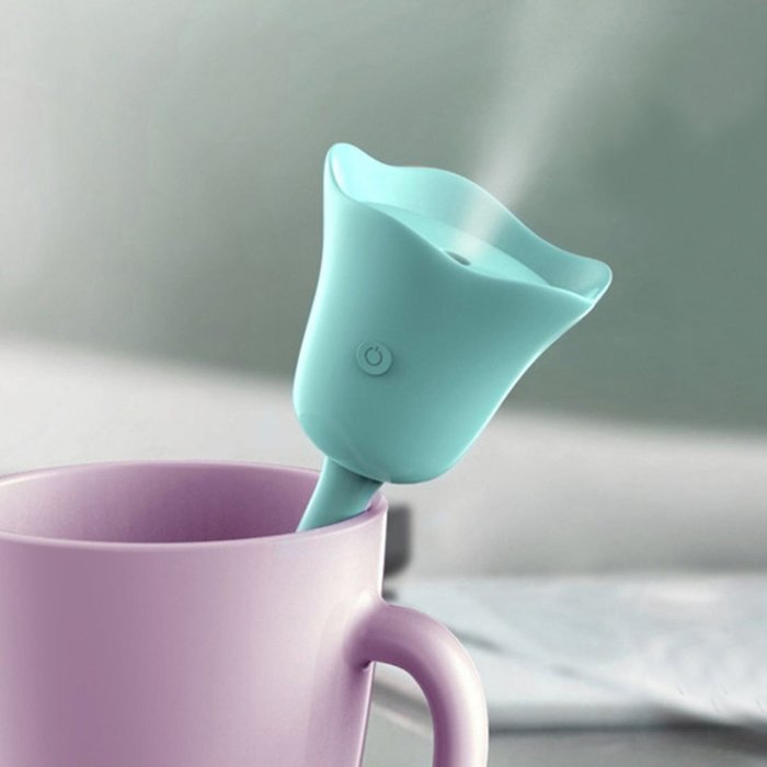 haoun Ultrasonic USB Humidifiers Air Cleaner Tulip Shaped - BLUE N6