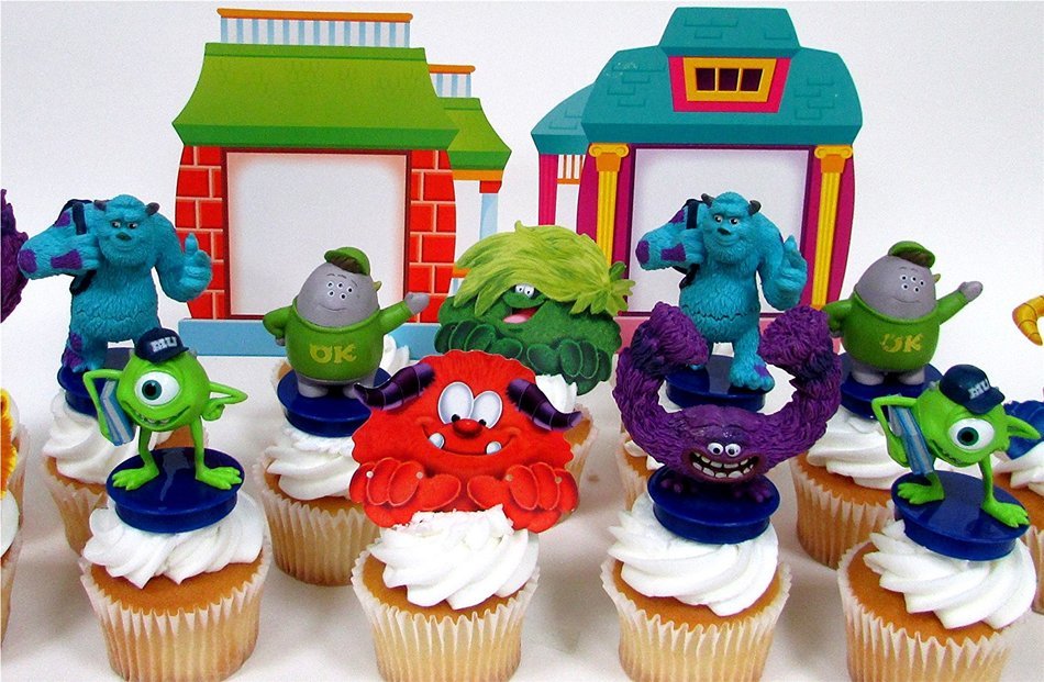 MONSTERS UNIVERSITY 14 Piece Birthday CUPCAKE Topper Set Featuring 8 Monsters University Figures and Decorative...