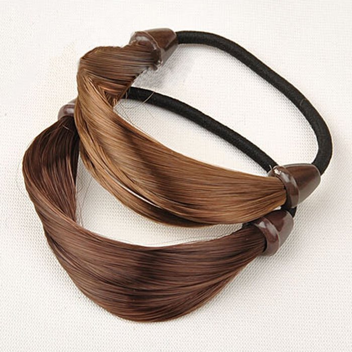 KAKA(TM) Women Girl Korean Stylish Dark Brown Wig Rope Hair Band Accessories N8