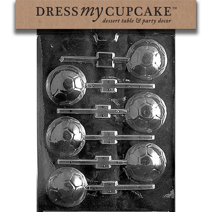 Dress My Cupcake DMCS019 Chocolate Candy Mold, Soccer Ball Lollipop