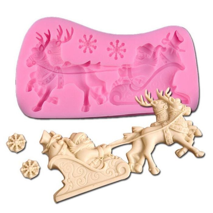 YYZP Santa Claus Sleigh Sugar Mold Cake Mold Silicone Baking Tool
