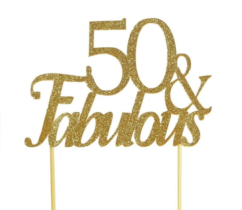 All About Details Gold 50-&-fabulous Cake Topper