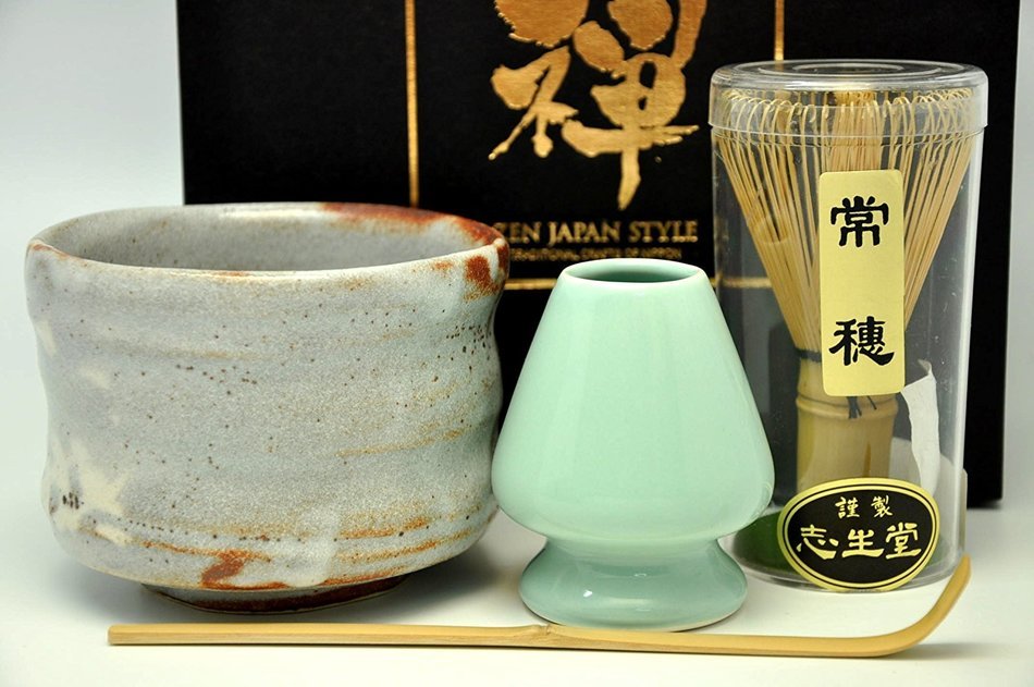 Japanese Mino Yaki ware Matcha Bowl And Tea Ceremony Set Green Tea 10.5 / 10.5 / 8.5cm (4.1 / 4.1 / 3.3inch)[7372]