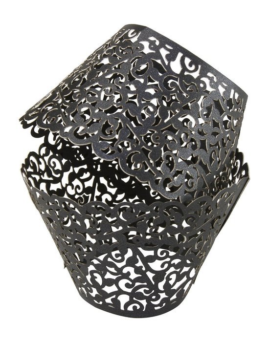 Yansanido 100 set pink Filigree Artistic Bake Little Vine Lace Laser Cut Cupcake Wrapper Cup Muffin Case Trays... N3