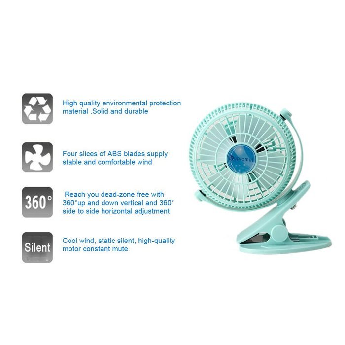 Bomwill 5-inch Clip-on Fan USB 360 Degree Tilt Adjustable Electric Personal Air-Circulator Clip fan for Desk/table... N3