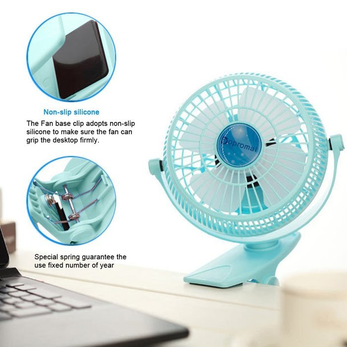 Bomwill 5-inch Clip-on Fan USB 360 Degree Tilt Adjustable Electric Personal Air-Circulator Clip fan for Desk/table... N4