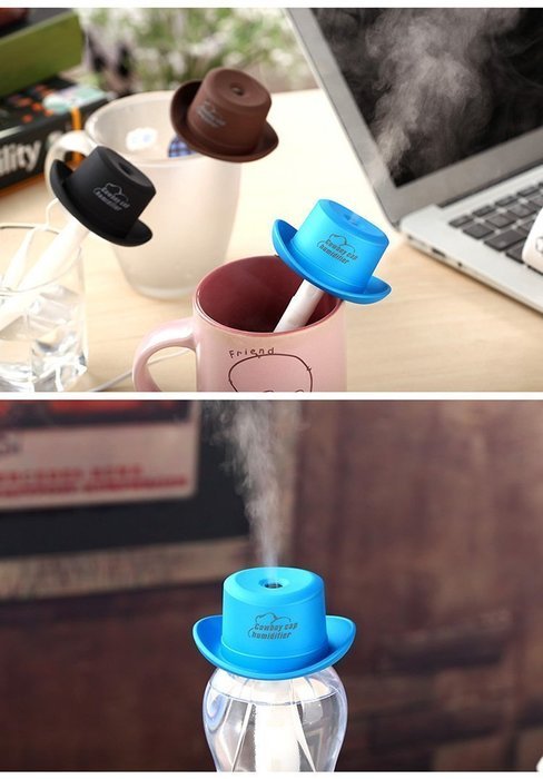Asiacc Cowboy Cap USB Mini Portable Air Humidifier Aromatherapy Mist Maker for Office Home Travel N4
