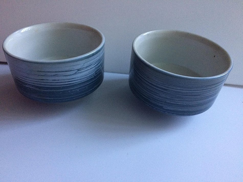 Japanese Tea Bowl, Hand Painted Gray/Blue Ceramic (matcha chawan)