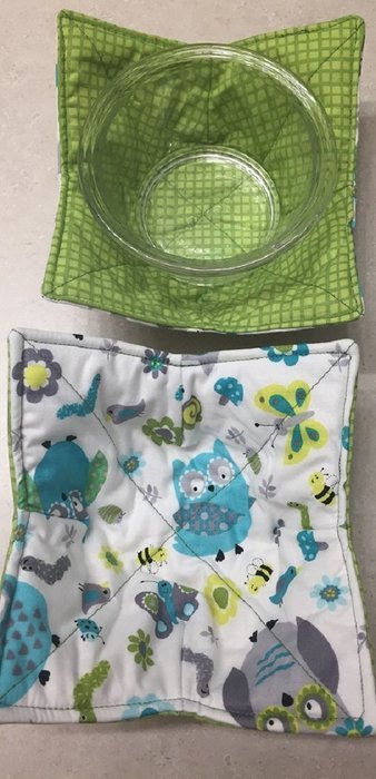 Owls Butterflies,handmade,Hot Cold Bowl Cozy,Microwave Bowl Cozie,Fabric Trivet,Hot pad,Pot Holder,Cotton Fabric...