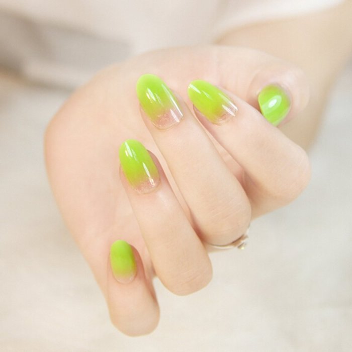 EVTECH(TM) 24 Pcs Nail Decals French Artificial Full Cover False Nails Round Head Nail Art Tips Fashion Style... N16