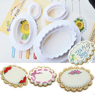 Y&XL&H 4-Piece Fondant Cake Oval Cutter Mold DIY Paste Ellipsoid Sugarcraft Decor Tool