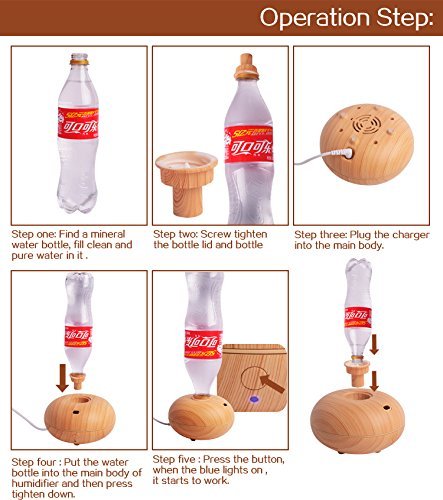 [New Greneration] Travel Ultrasonic Humidifier, Aromatherapy Essential Oil Diffuser Cool Mist Water Bottle Mini... N5