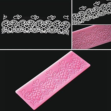 Sher FOUR-C Lace Silicone Mat Heart Embossing Pad Cake Lace Mold Color Pink