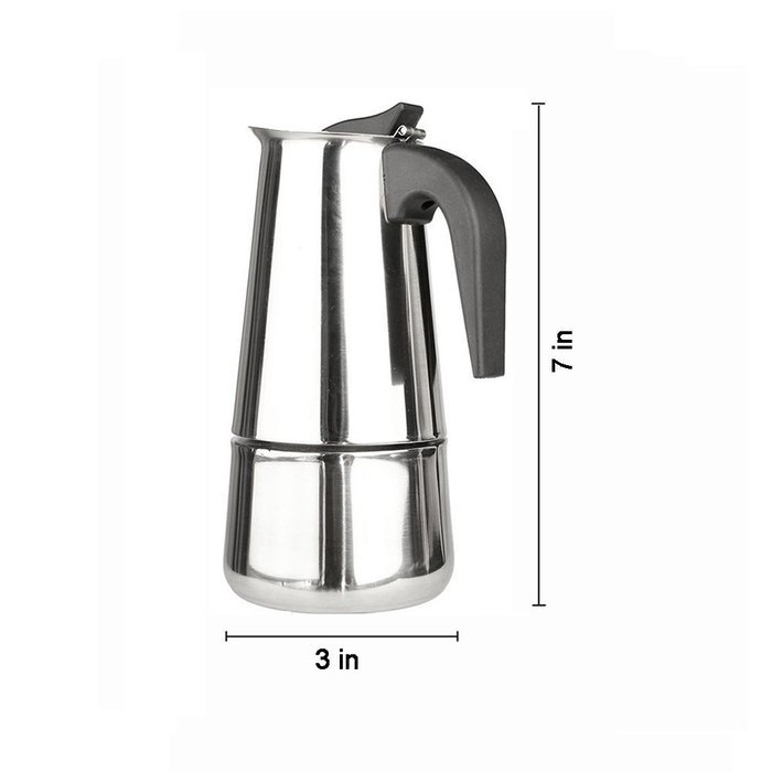 Stovetop Espresso Moka Pot, Stainless Steel Coffee Maker, 4 Cup