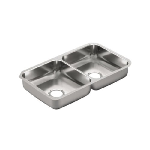 Moen G20214 2000 Series 20 Gauge Double Bowl Undermount Sink, Stainless Steel by Moen