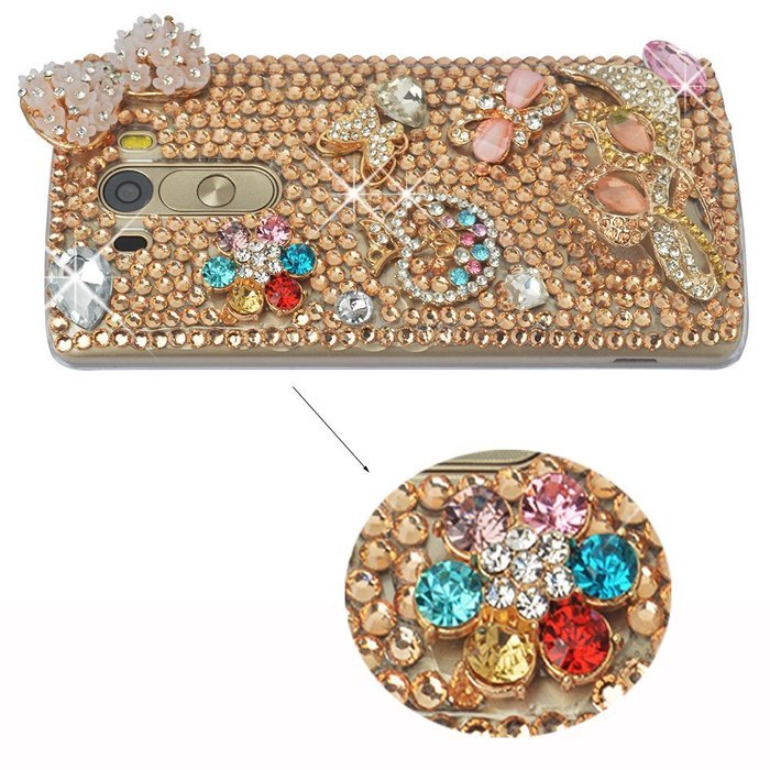 LG G5 Case, LG G5 Bling Case-Spritech(TM) 3D Handmade Colorful Diamond Bling with Butterfly Flower Decoration... N14