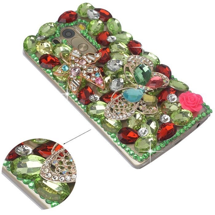 LG G5 Case, LG G5 Bling Case-Spritech(TM) 3D Handmade Colorful Diamond Bling with Butterfly Flower Decoration... N15