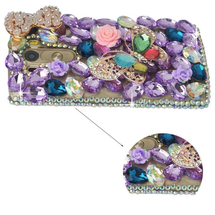 LG G5 Case, LG G5 Bling Case-Spritech(TM) 3D Handmade Colorful Diamond Bling with Butterfly Flower Decoration... N18