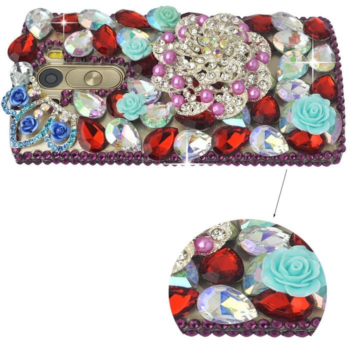 LG G5 Case, LG G5 Bling Case-Spritech(TM) 3D Handmade Colorful Diamond Bling with Butterfly Flower Decoration... N19