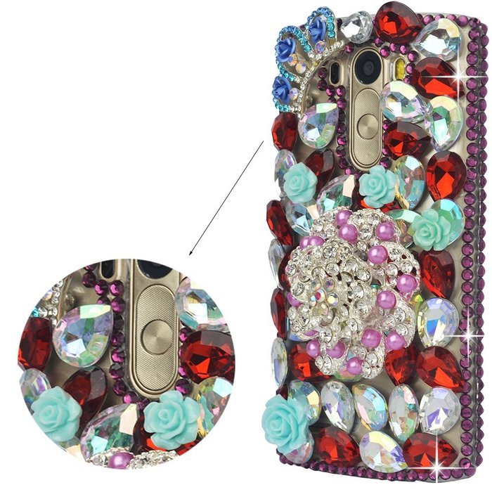 LG G5 Case, LG G5 Bling Case-Spritech(TM) 3D Handmade Colorful Diamond Bling with Butterfly Flower Decoration... N20