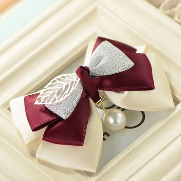 KAKA(TM) Women Girl Korean Stylish Stain Wine Red Bowknot Hair Clip Hairpin Sweet Accessories N7