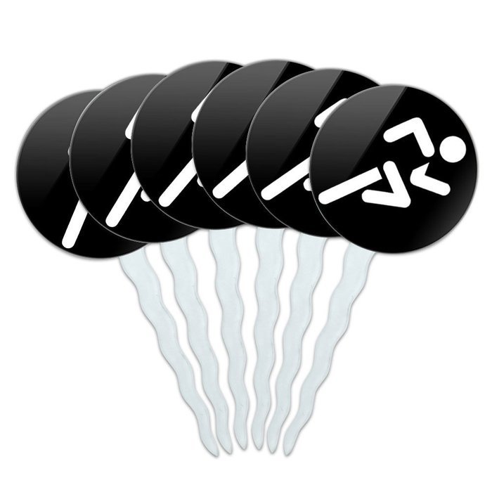 Set of 6 Cupcake Picks Toppers Decoration Running - Crazy 26.2 Runner Marathon N3