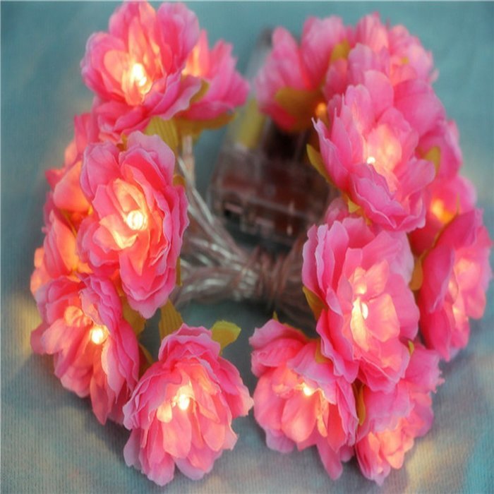 KAKA(TM) Creative DIY Pink Flower Led String Lights with Battery Operated Light for Christmas Wedding Party Garden... N7