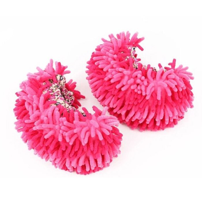 Spritech(TM) New Creative Multifunctional Microfiber House Floor Cleaning Mop Slippers Shoes Cover Pink N2