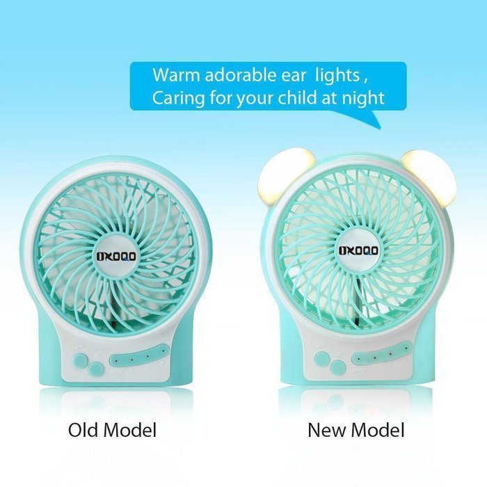 Portable USB Mini Fan, OXOQO Desk Desktop Table Electric Quiet Fan with LED Light, Built-in 2500mah Rechargeable... N6