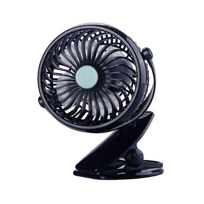 Glowseen USB Clip on Outdoor Fan Rechargeable Battery Desk Fan with 6.5 ft/2M Micro USB Cable (Black) N3