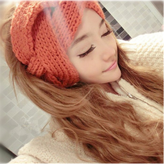 Spritech(TM) Women's Girls Fashion Korea Winter Warm Knit Personality Twist Headband Headwear Deep Pink N6