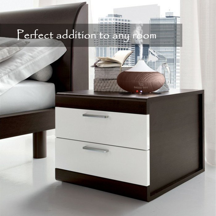 Beauty Aura Wooden Ultrasonic Aromatherapy Essential Oil Diffuser. Dark Brown. N2