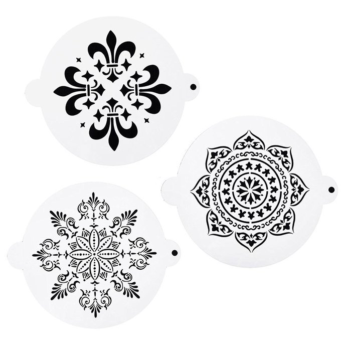 DECORA 16 Pieces Cake Cappuccino Coffee Barista Stencils Templates Strew Pad N3