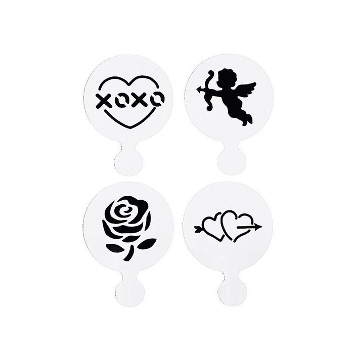 DECORA 16 Pieces Cake Cappuccino Coffee Barista Stencils Templates Strew Pad N5