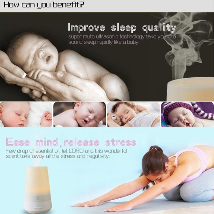 100ml Aroma Oil Diffuser Humidifier 7 Colors N3