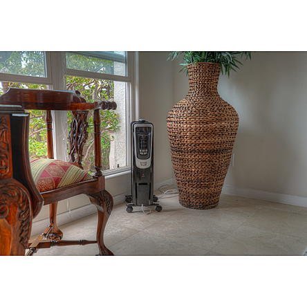 Black Modern Electric Oil-filled Radiator Heater | Contemporary Home Indoor Space Heater by the Living Room or...