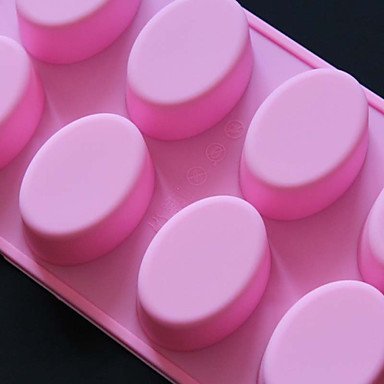 Y&XL&H 8-Cavity Oval Soap Mold Silicone Chocolate Mould Tray Homemade Muffin Making(Random Color)