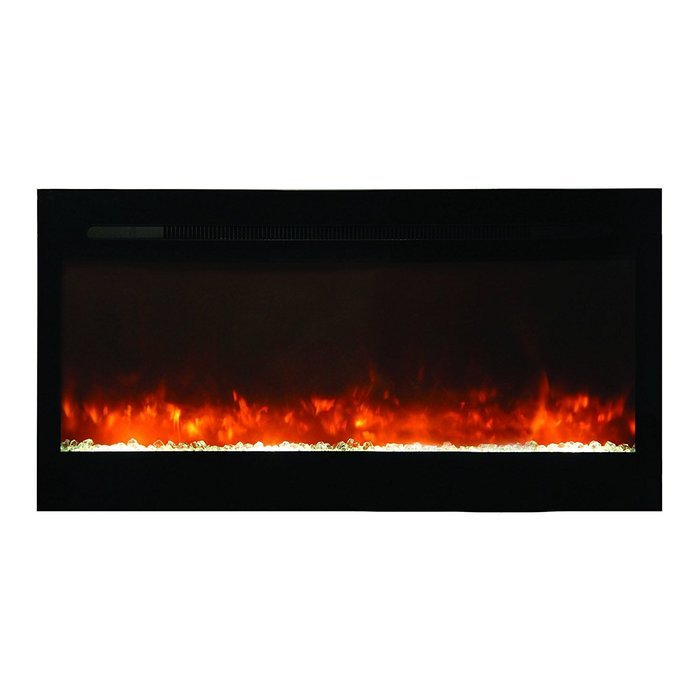 Yosemite Home Decor DF-EFP1276-BLT 50" Built-in Electric Fireplace with Sleek Glass Face in Black Finish