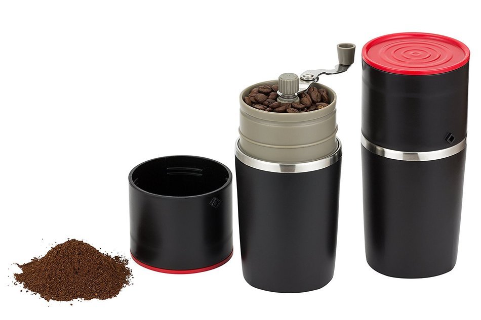 Infinite Coffee's Grind and Brew Master - Manual Coffee Grinder and Bonus Portable Coffee Brewer - Unique Manual...