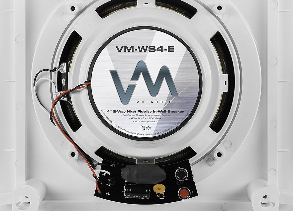 VM Audio Elux 4-Inch 120 Watt 2-Way In-Wall Surround Sound Speaker | VM-WS4-E