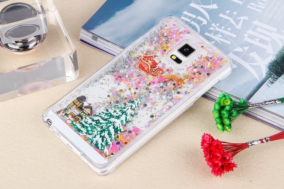 Galaxy S5 Case,Galaxy S5 Liquid Cover,PHEZEN Christmas Tree Santa Claus Design Cool Quicksand Moving Stars Bling... N20