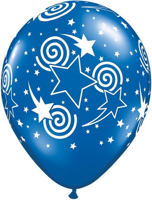 Pioneer Balloon Company 50 Count Swirling Star-A-Round Latex Balloon, 11", Assorted