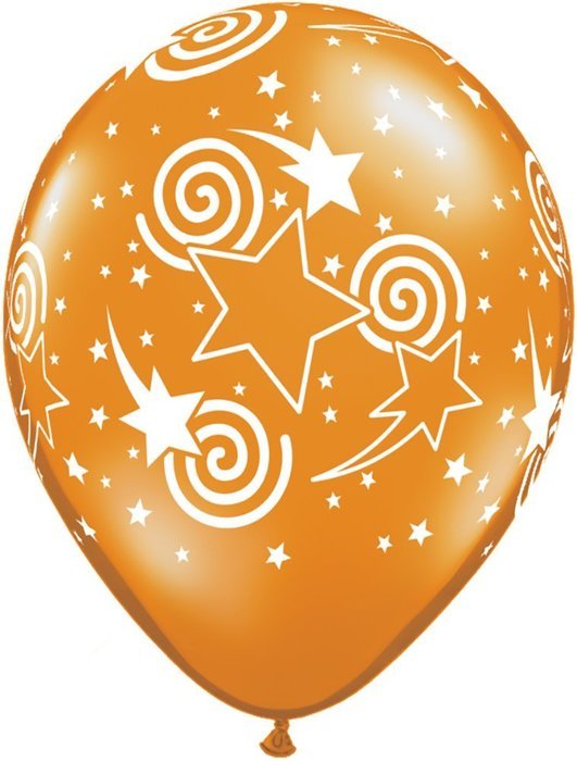 Pioneer Balloon Company 50 Count Swirling Star-A-Round Latex Balloon, 11", Assorted N2